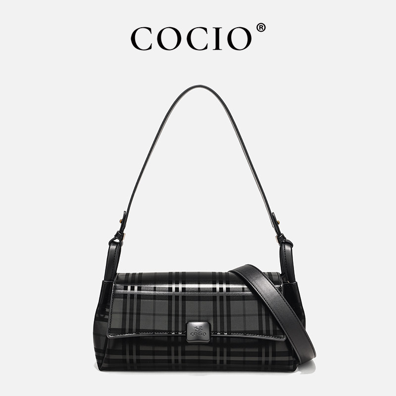 COCIO轻奢时尚优雅方格单肩斜挎包CC261