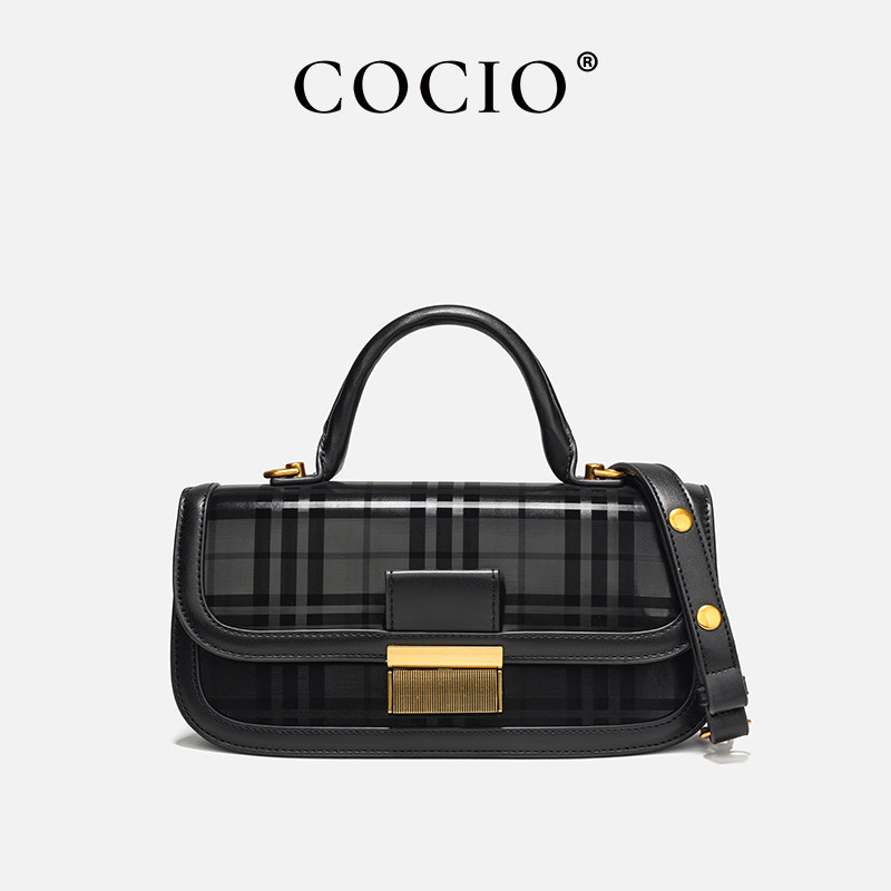 COCIO轻奢时尚优雅方格手提单肩斜挎包CC262