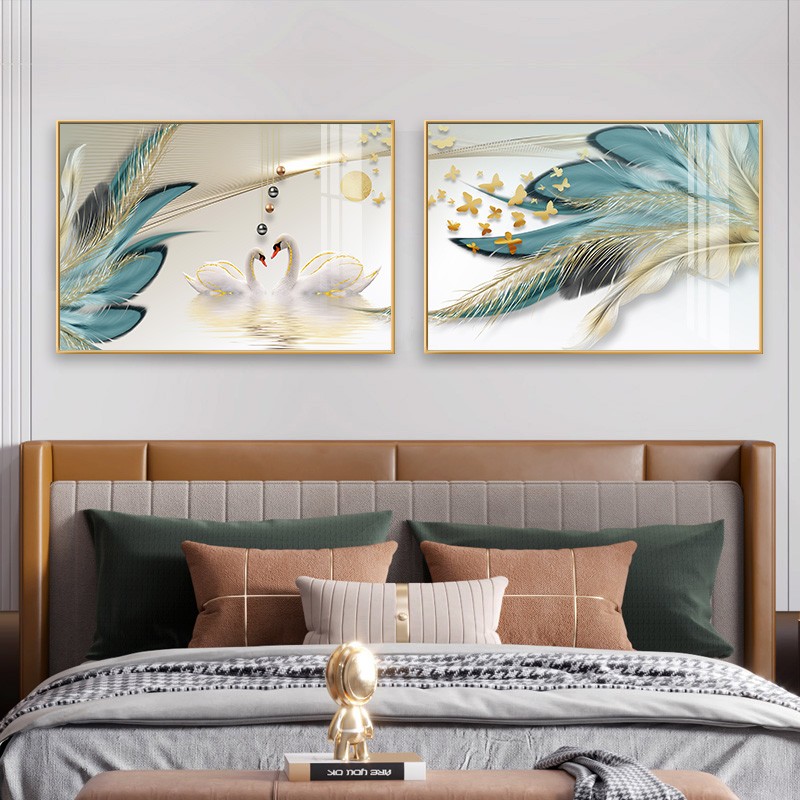 卧室床头墙壁装饰画现代卧背景墙挂画级感画房间壁画
