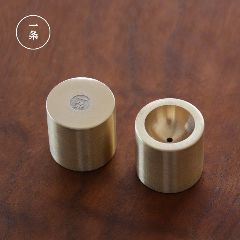 一条黄铜壶盖置盖茶道金属通用功夫茶具实木盖碗