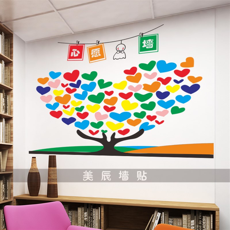心愿墙许愿树爱心树学校教室布置心理背景装饰墙纸