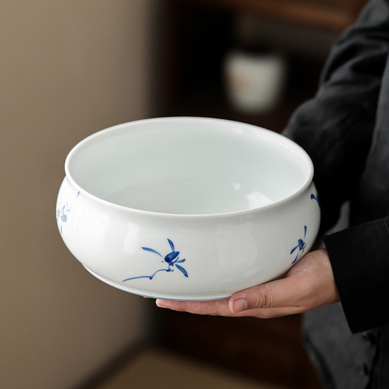 纯手绘蝴蝶兰欢茶洗功夫茶具茶杯水洗杯子茶碗笔洗