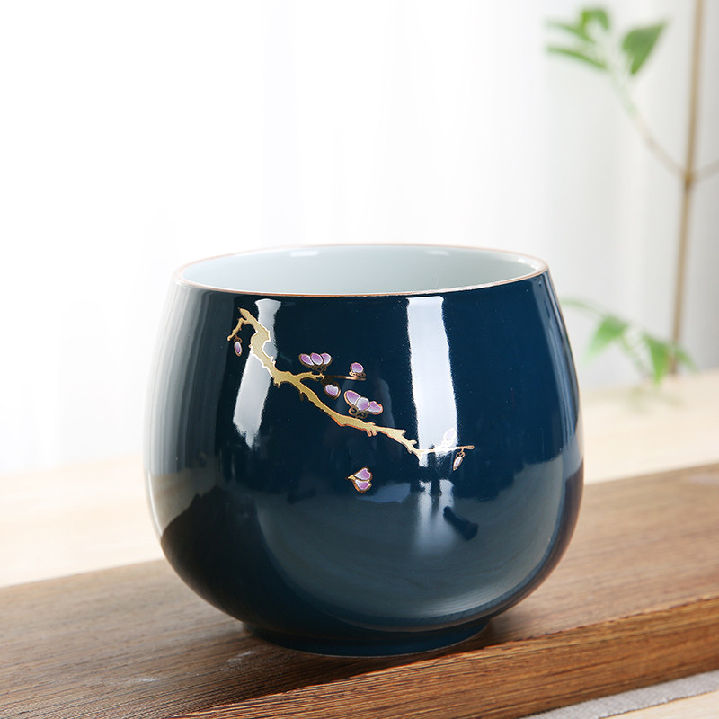 圣立霁蓝功夫茶具茶盘茶道笔洗茶渣缸茶洗水杯洗水盂