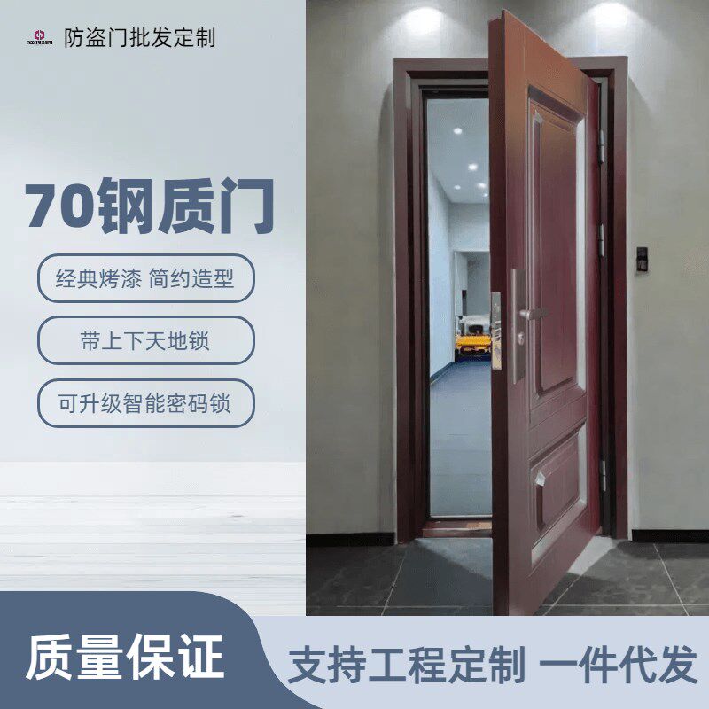 钢质门防盗门工厂办公室木纹烤漆子母门地下室对