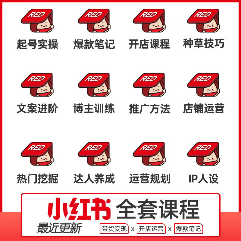 小红书开店新全套视频课程网红达人博主种草笔记起号变现培训教程