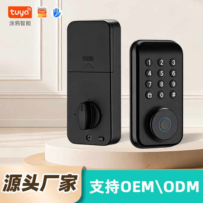 智能美式呆锁闭锁前门栓锁电子密码键盘辅助锁厂家跨境自动开关门