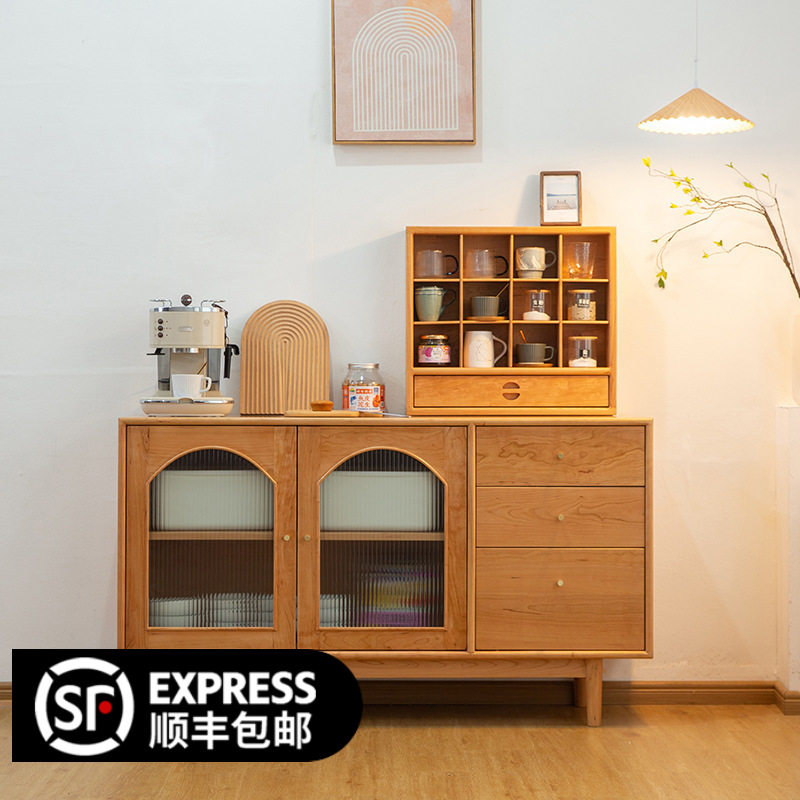 北欧实木餐边柜轻奢靠墙收纳