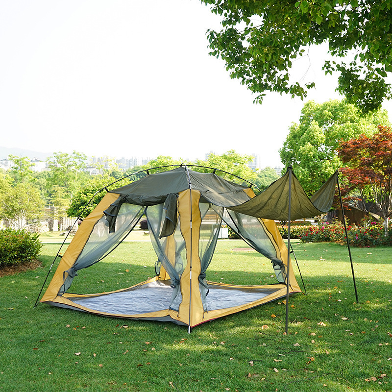 户外帐篷四面门窗通风野营纱网透气防晒防虫3-4人露营钓鱼帐篷