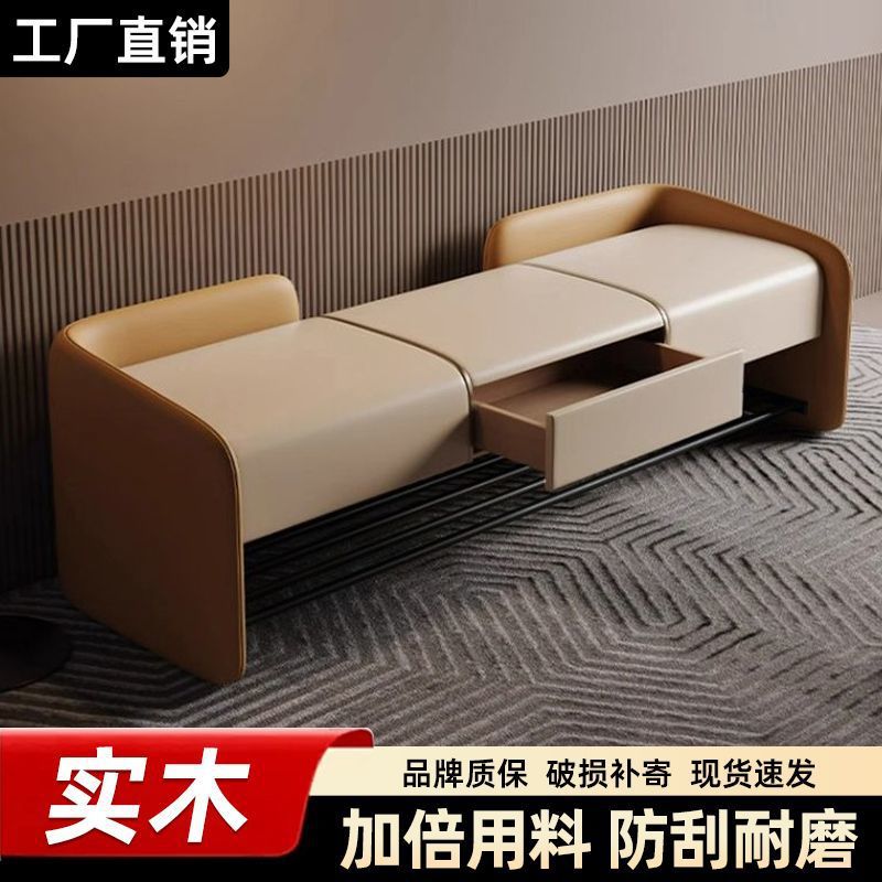 实木入户双层可收纳轻奢换鞋凳