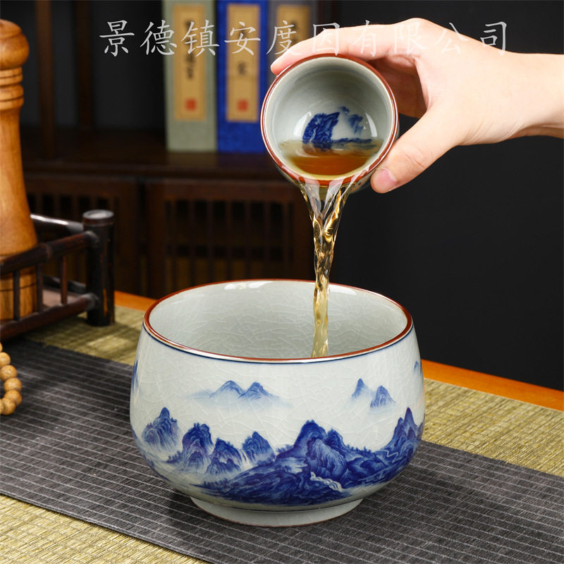 茶洗大号特大家用笔洗陶瓷青花瓷茶具配件洗茶碗茶道零配水盂水洗