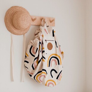 INS款 彩虹蜂窝三角形加号圆点蝙蝠侠大型玩具收纳袋带拉链口袋