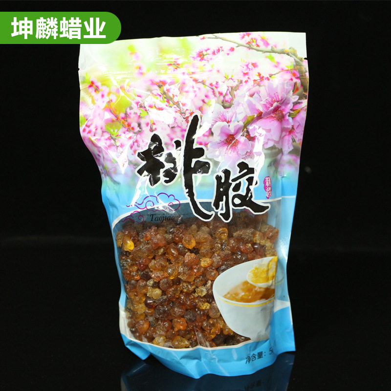 厂家坤麟桃胶 桃花泪桃树胶 胶粒 颗粒状桃胶袋装