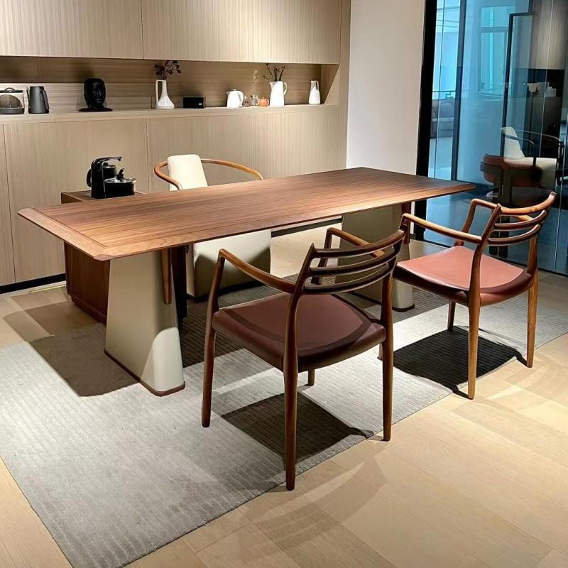 新中式黑胡桃木茶桌办公室家用大板茶台2025新款现代轻奢高级感