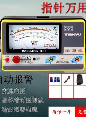 天宇电子兆欧表TY6045多档位绝缘电阻表测试电压500V指针摇表100V