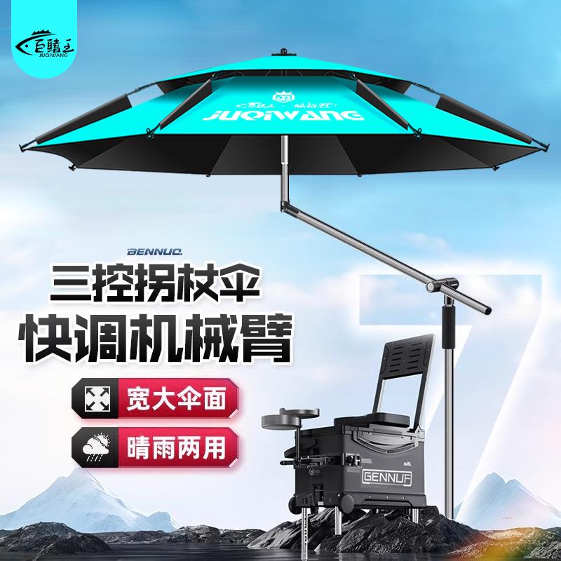 2025新款拐杖防晒沙加厚钓鱼伞雨伞户外专用钓箱大钓伞滩遮阳伞