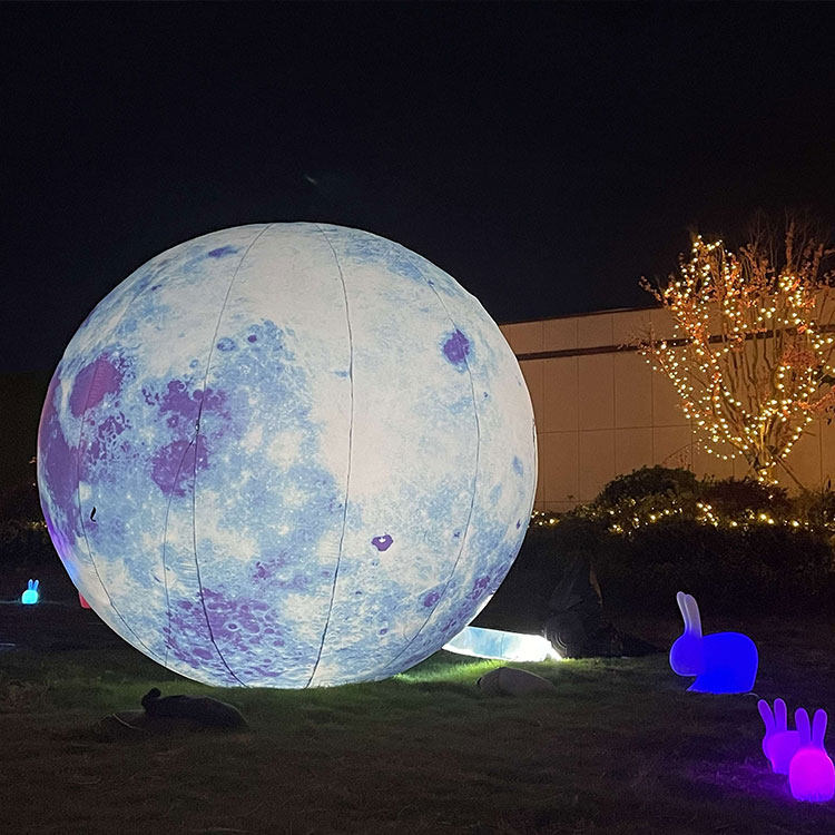 充气月球大型发光月m兔太空人登月气模中秋节玉兔趴月星球商场美