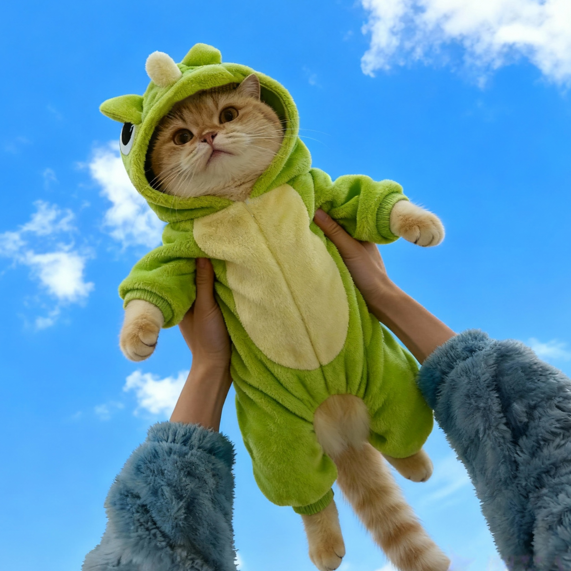 卡通恐龙连体衣猫咪狗狗家居服