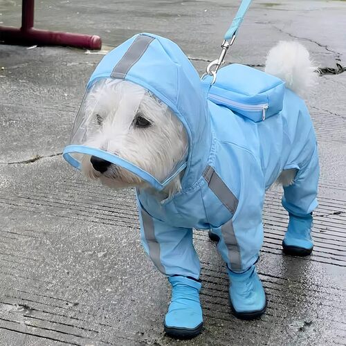 阿莫尔小型犬四脚防水防脏雨衣