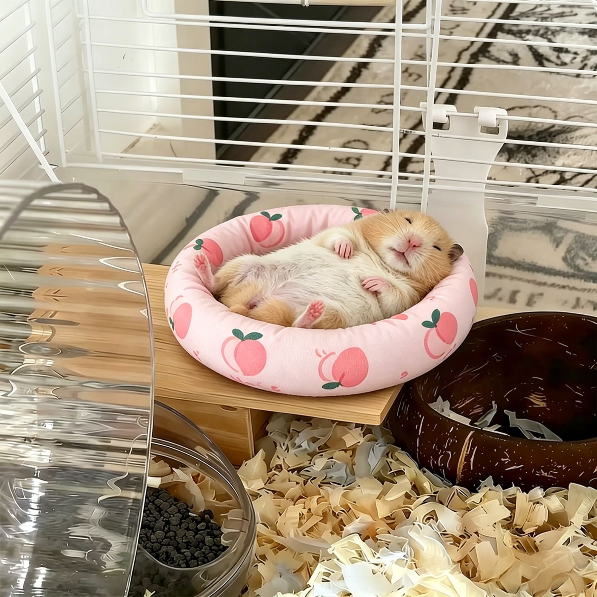 仓鼠窝垫子冰丝凉席金丝熊荷兰猪蜜袋鼯专用睡窝夏天降温神器圆形