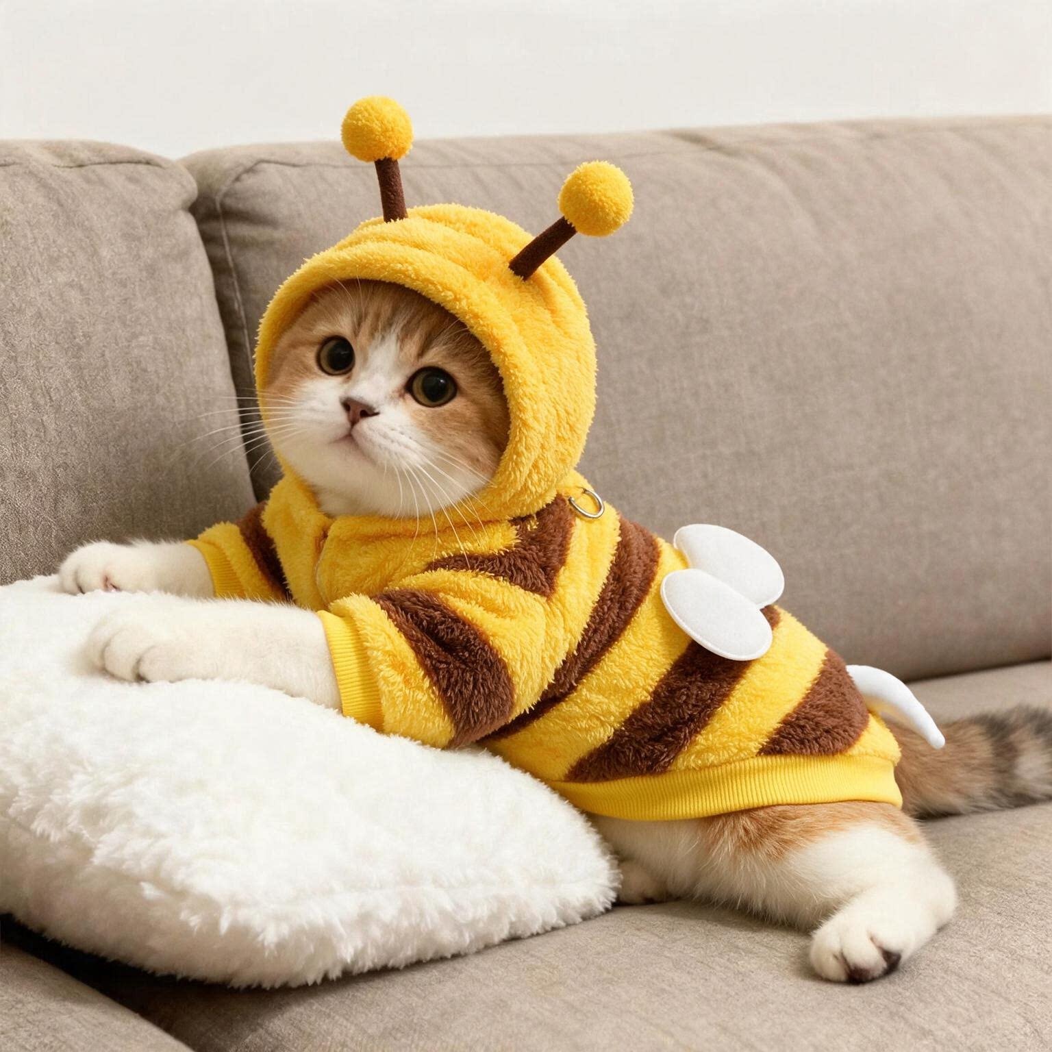 猫咪衣服防掉毛秋冬装加绒加厚德文猫布偶保暖连帽卫衣小型犬蜜蜂