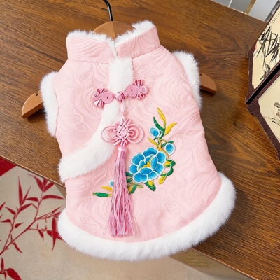 狗狗衣服新年装秋冬款泰迪比熊博美西高地唐装加绒保暖绒衣喜庆装