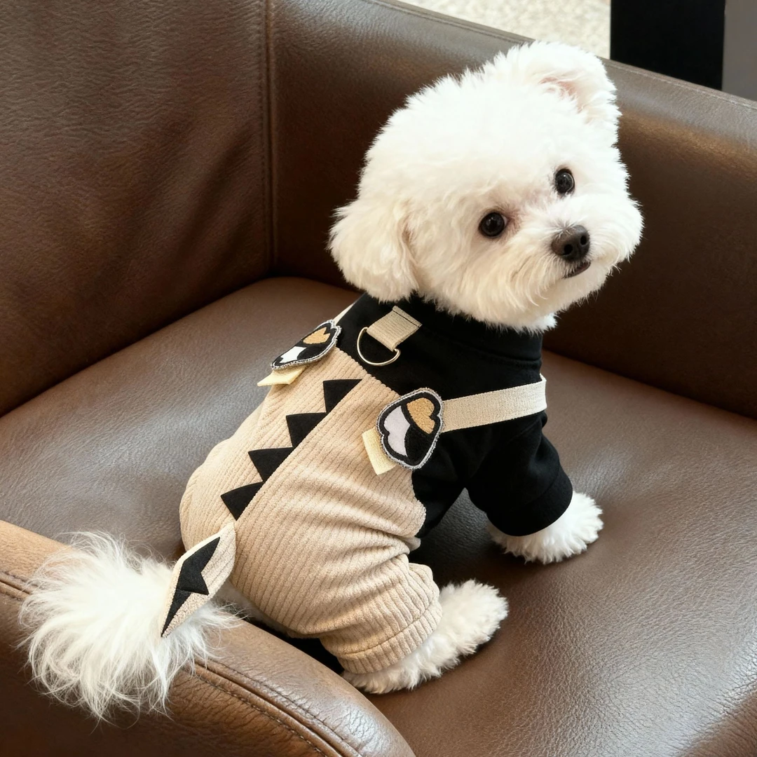 冬季恐龙衣服小型犬比熊四脚衣