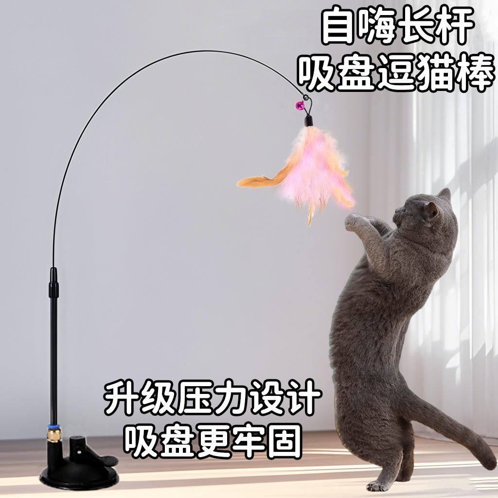 猫咪逗猫棒自嗨解闷笑脸挂门便携式带吸盘猫玩具弹力绳宠物用品