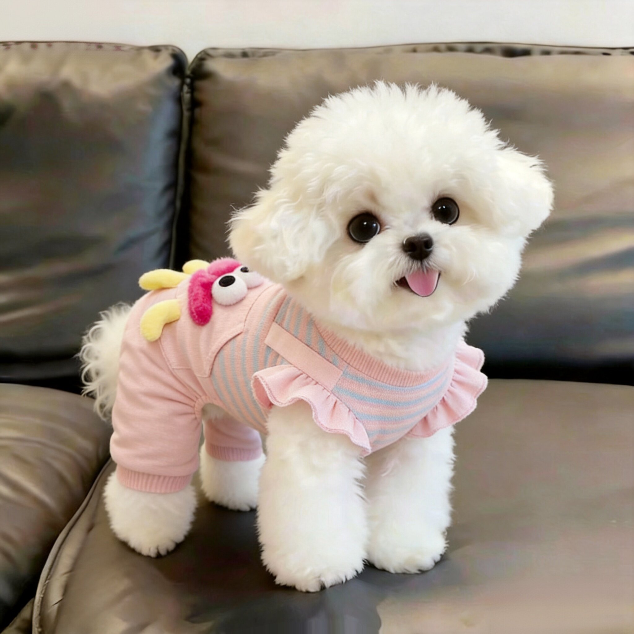 狗狗衣服春秋薄款宠物衣服居家服防掉毛泰迪比熊西高地四脚背带裤