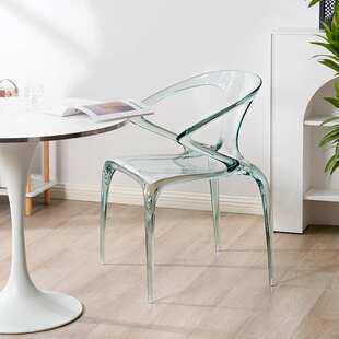 高级轻奢透明亚克力家用客厅餐椅纯色简约带扶手塑料休闲埃瓦椅
