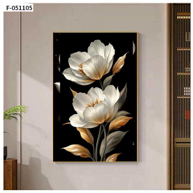 高级感花卉入户门玄关装饰画简约现代风走廊过道尽头挂画高端壁画