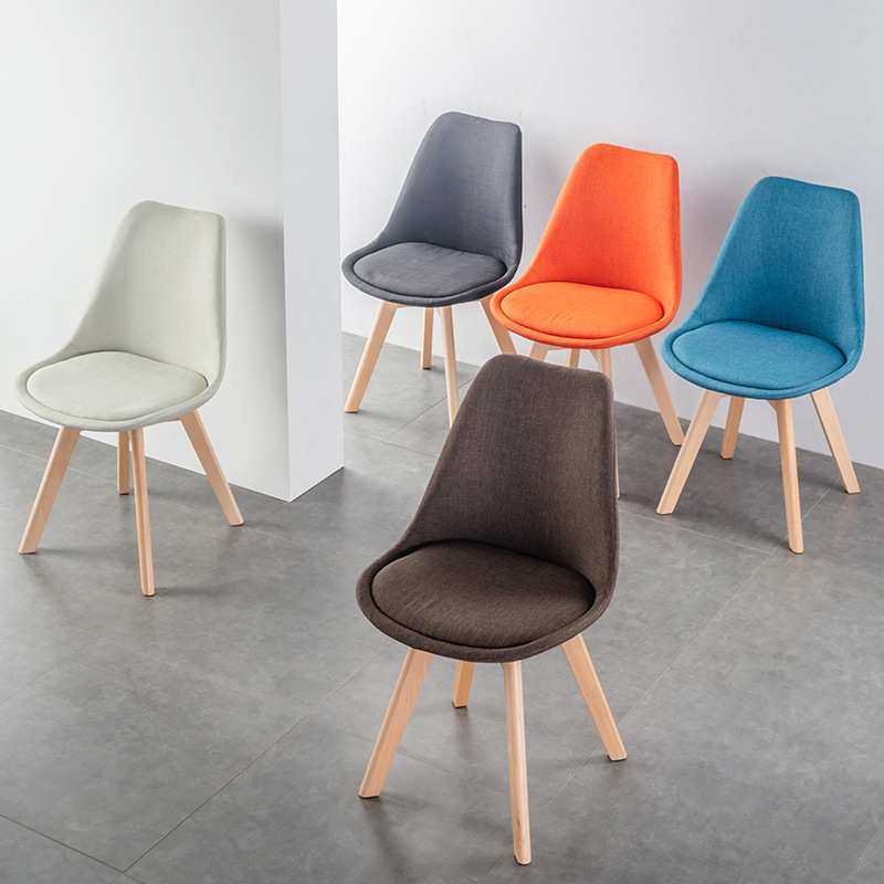 伊姆斯椅子简约现代靠背布艺椅洽谈书桌椅会议凳子木北欧餐椅家用