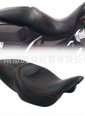 适用于哈雷路王滑翔CVO红色拼接连体驾驶员乘客座椅2009-2020