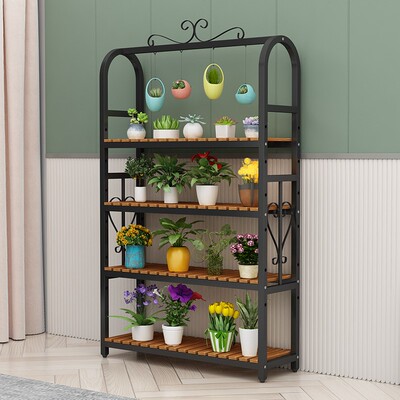 多肉花架室内实木置物架阳台悬挂铁艺可移动多层室外落地式花盆架