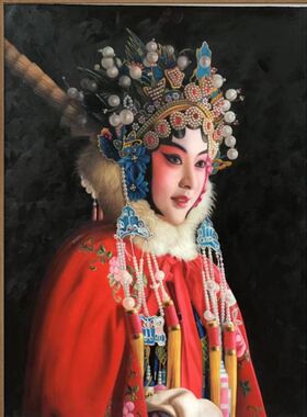 纯手绘精品京剧古典人物油画客厅酒店别墅装饰油画90-120现货