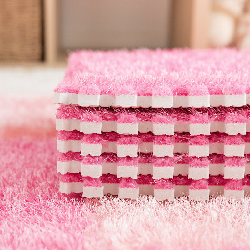 拼接绒毛地垫风房间地毯牀边地板垫卧室全铺客厅飘窗欧式家用