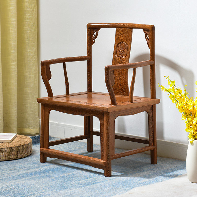 红木家具鸡翅木南宫椅实木仿古扶手靠背椅围椅客厅会客椅泡茶椅子