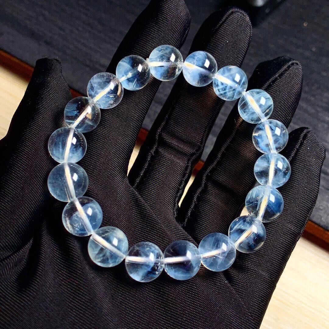 蓝针水晶单圈手链天使羽毛 蓝水异象白水晶男女情侣首饰礼物