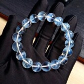 蓝针水晶单圈手链天使羽毛 蓝水异象白水晶男女情侣首饰礼物