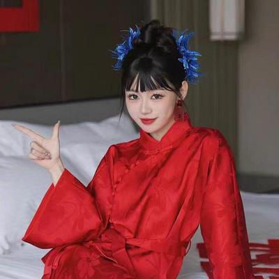 高货晨拍礼服晨袍女新中式国风旗袍红色敬酒服新娘订婚套装连衣裙
