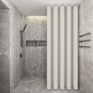 轨道浴帘超薄免打孔套装卫生间洗澡窗帘防水布挂帘滑轨隔断帘浴室