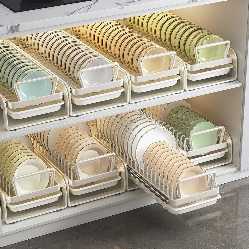 厨房抽拉碗碟收纳架橱柜碗盘抽屉式拉篮碗碟子盘子碗架沥水置物架,厨房/烹饪用具,碗架,淘宝优惠券,粉丝福利购,淘宝优惠卷