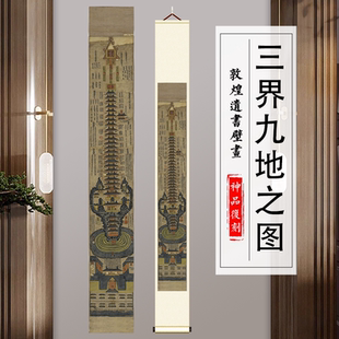 敦煌遗书壁画三界九地之图真迹高清微喷复刻书房玄关装饰挂画临摹