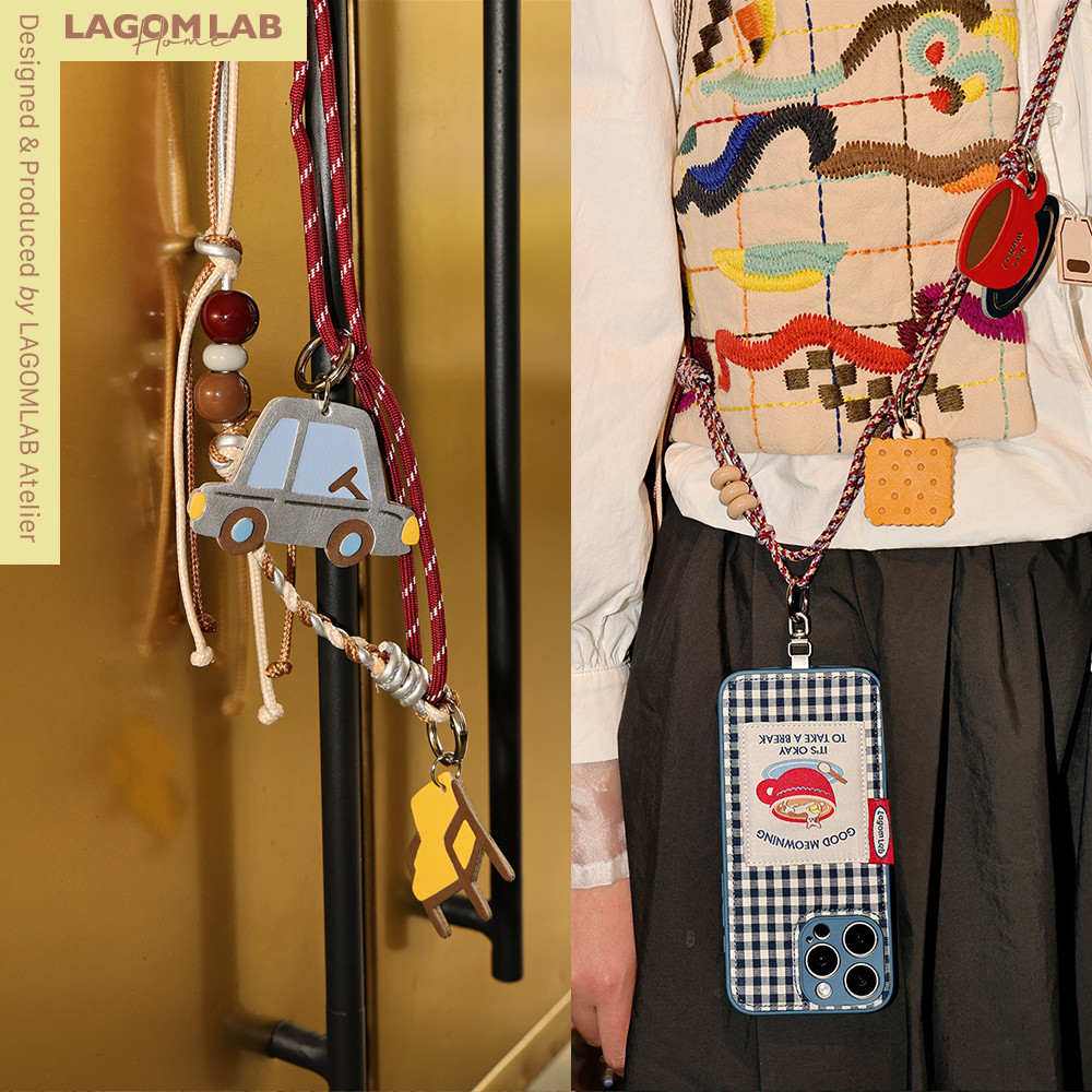 LAGOMLAB可调节长款手机挂链串珠可斜跨可背手工编织高级感手机链