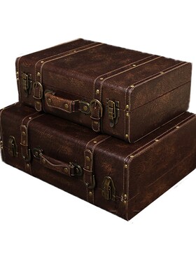 婚纱影楼摄影道具外景拍照橱v窗摆件复古手提箱子老式木箱仿古皮