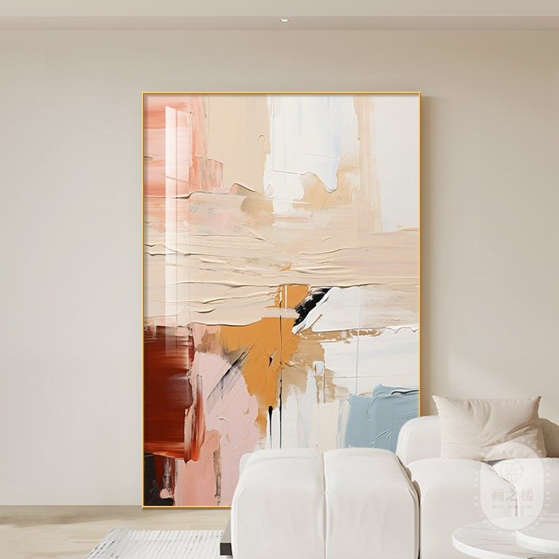 大芬村油画客厅装饰画抽象线条大幅落G地画高级感艺术入户玄关挂,家居饰品,现代装饰画,淘宝优惠券,粉丝福利购,淘宝优惠卷