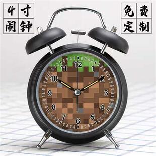 超大声金b属闹钟我的世界学生儿童家用男孩女孩静音夜光双玲闹钟