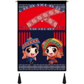 壮乡文化特色民俗人物壮锦壁 y饰画 广西壮族风情挂画 民宿酒楼装