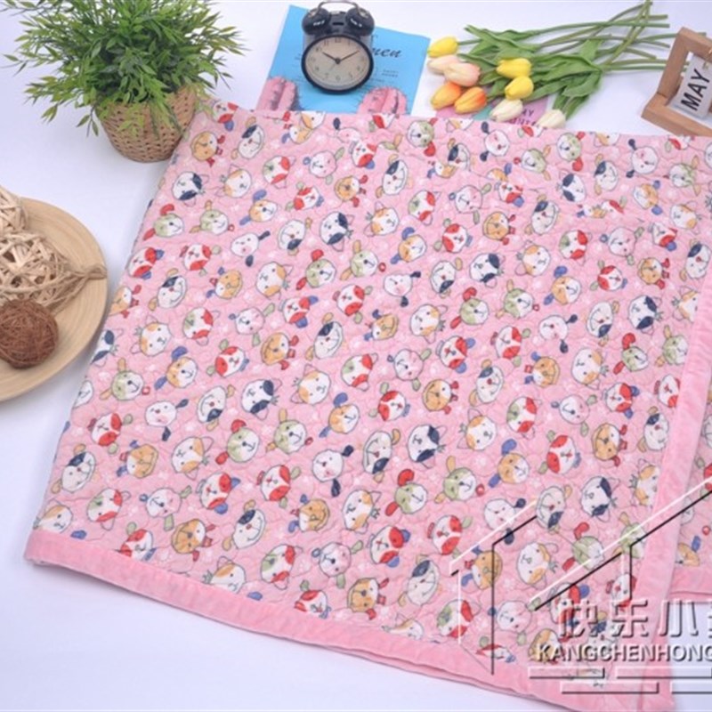 韩国宝宝睡垫卡通k短毛绒反面纯棉小被盖铺盖两用沙发盖绒垫包邮