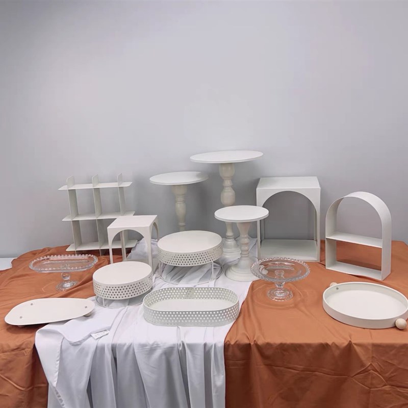 新款奶油色甜g品台蛋糕架茶歇甜品台展示架订婚甜品架宝宝宴茶歇