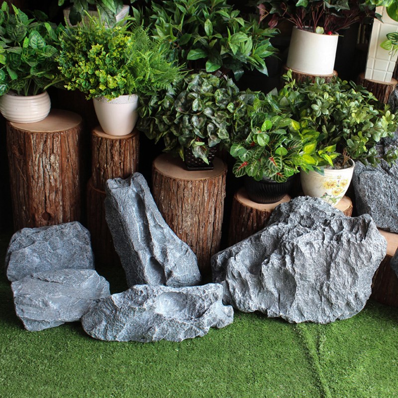 仿真石头玻璃钢造景摄影棚户外庭院橱窗软装设计假山W景观落地摆